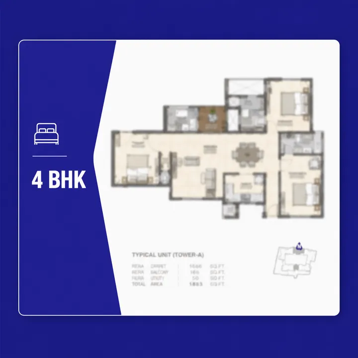 Purva Jigani 4 BHK Apartment floor plan around 2700 sq ft